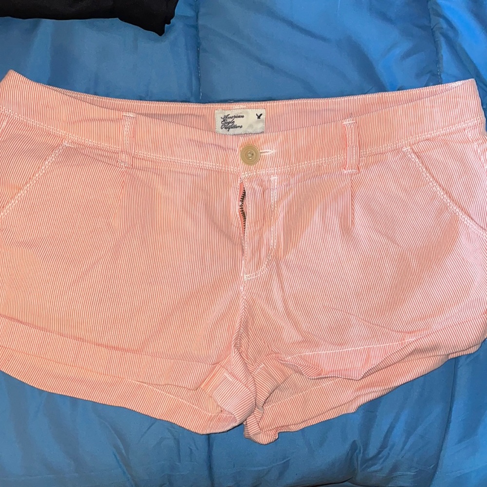 AE red striped shortie shorts